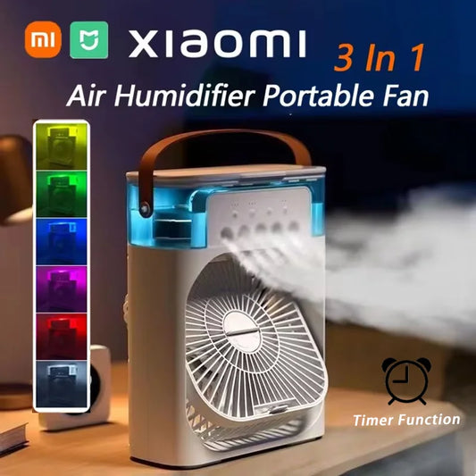 Xiaomi MIJIA 3 In 1 Air Humidifier Fan Portable Air Conditioners USB Electric Fan Air Cooler LED Night Light Water Mist Fun Home