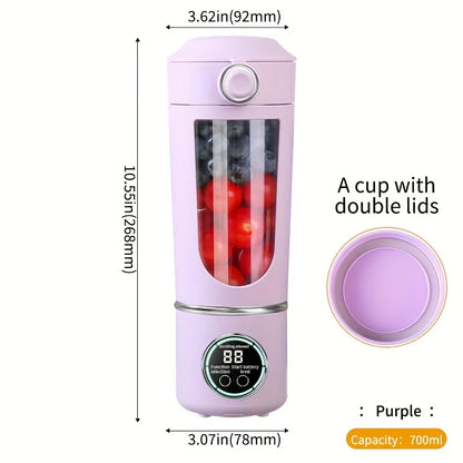 Portable Juicer Cup 700ML Large Capacity 12-Leaf Blade Powerful Motor Fast Stirring Blender Mixer Outdoor Mixing Cup