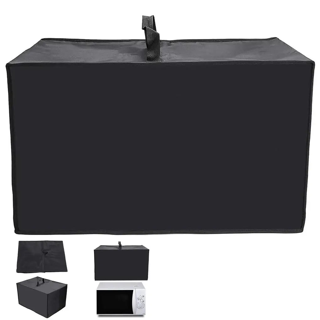 Portable Microwave Cover Cloth Black Polyester Oven Waterproof Dust Cover with Handle Grease Proofing Kitchen Gadgets Protector