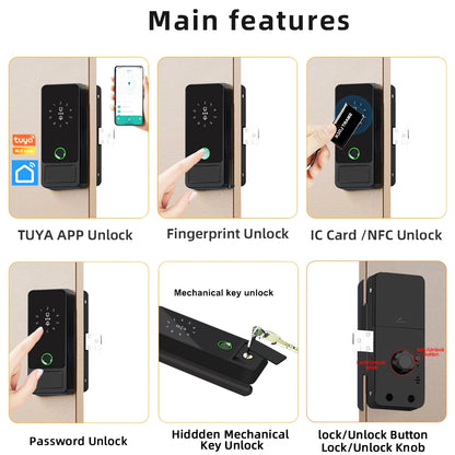 New RAYKUBE G18 Tuya Bluetooth Smart Glass Lock Fingerprint Electronic Digital Lock APP/IC Card/Password Unlock For Glass Door