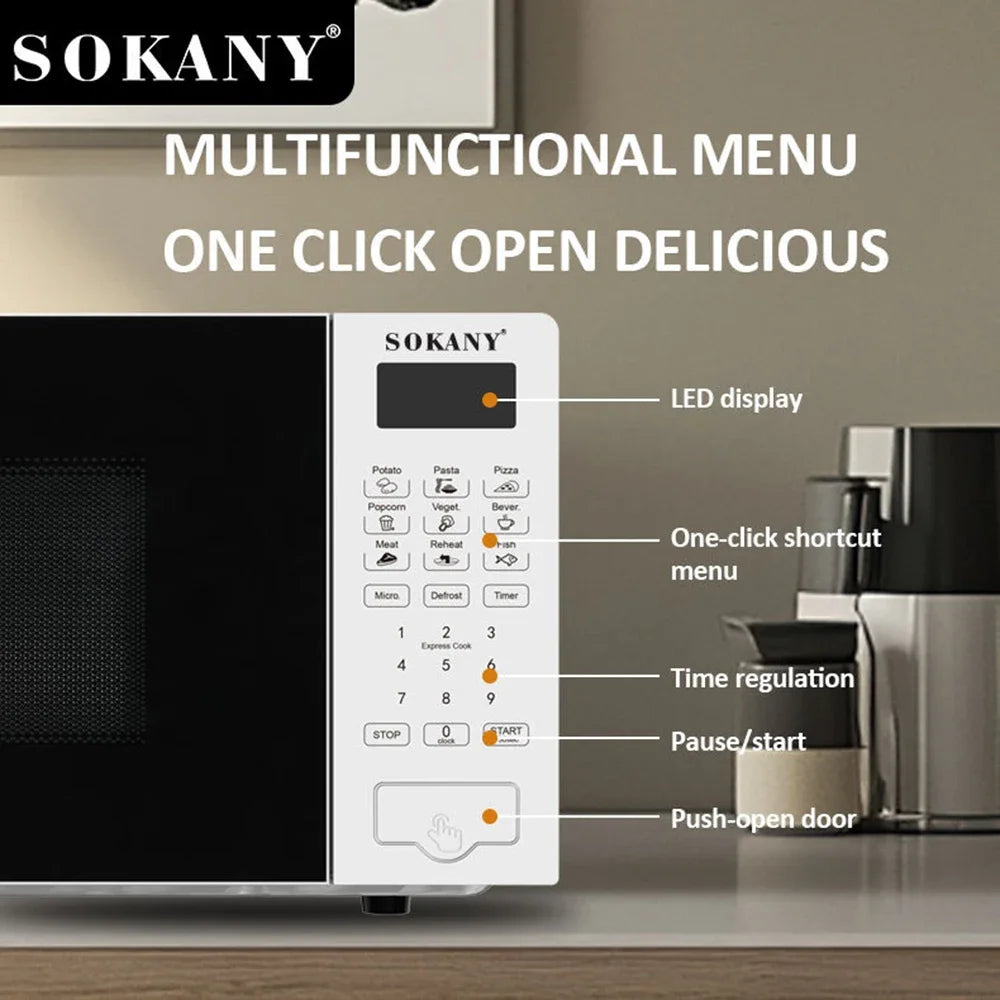 Electric Oven Microwave with A Capacity of 20 Liters, Touch Controls, Heating Leftovers Cooking Fast Food Defrosting Ingredients