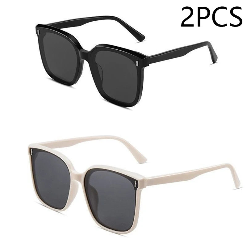 Fashion Korean Personality Ins Trend Black Square Frame UV400 Sunglasses for Unisex Street Sunglass