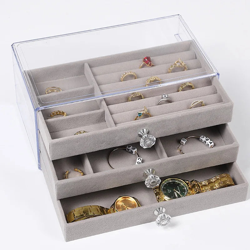 Three layer clear drawer earrings bracelet Jewelry storage box Earrings ring jewelry jewelry box