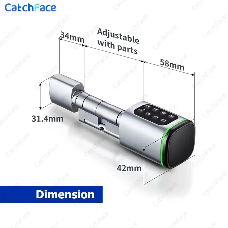 TTLock App Control Password RFID Card Euro Cylinder Door Lock Smart Lock Digital Keyless Replace Alexa (No Fingerprint)