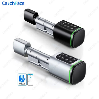 TTLock App Control Password RFID Card Euro Cylinder Door Lock Smart Lock Digital Keyless Replace Alexa (No Fingerprint)