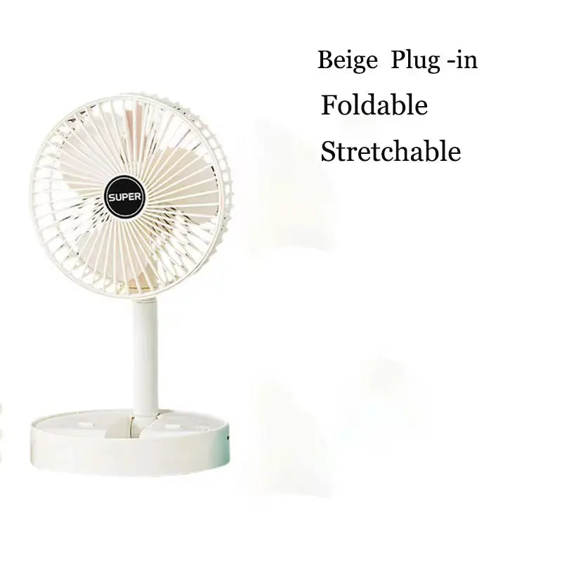 Folding Adjustable Fan Small Cooling Stand Desktop Home  Electric Fan USB Rechargeable Portable Super Quiet Retractable Height