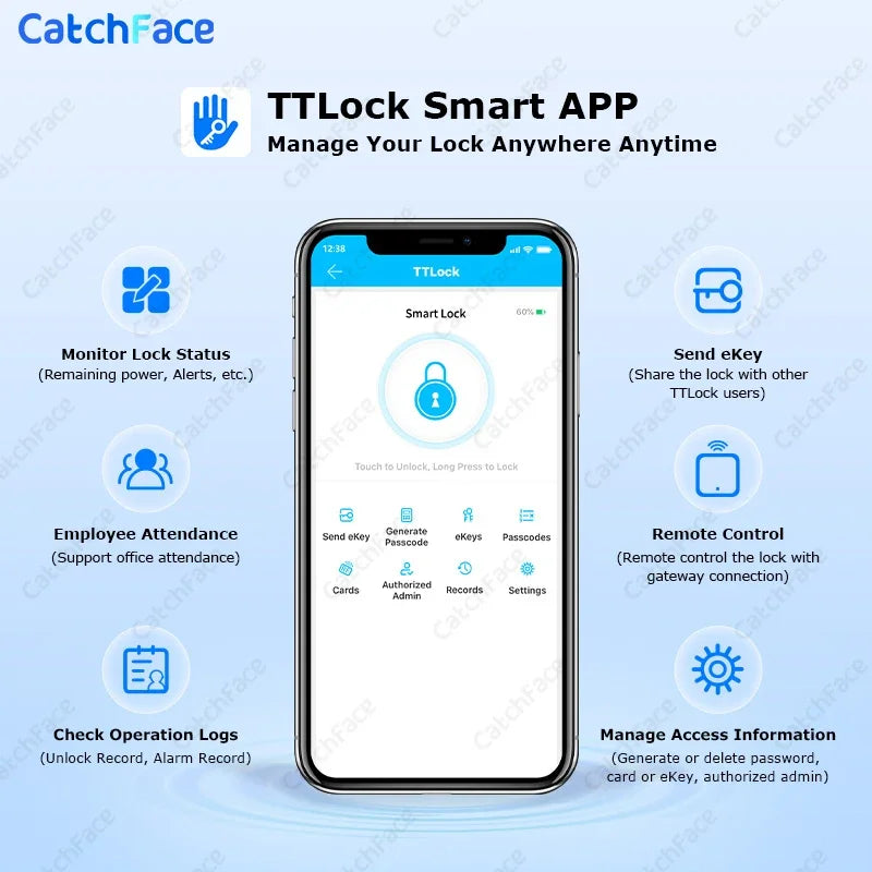 S1 Pro Adjustable TTLock APP Password RFID Card Euro Cylinder Lock Smart Door Lock Digital Keyless Replace Alexa