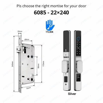 Waterproof Sliding Door Smart Lock TTLock App Alexa Fingerprint Digital Code RFID Card Anti-Lock Aluminum Glass Electronic Lock