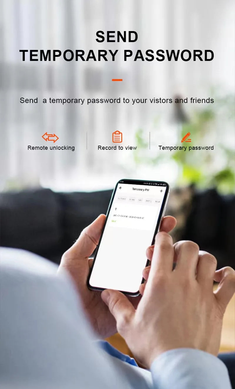 Support 8 Languages Fingerprint Lock Smart Door Lock For 150 Users Capacity Household  Tuya Intelligent Life APP Control