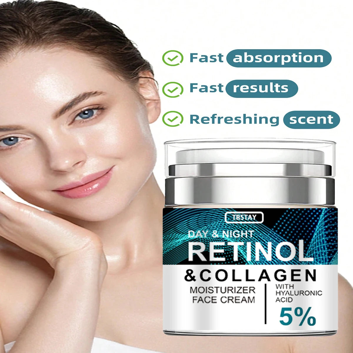 DAY & NIGHT RETINOL & COLLAGEN MOISTURIZER FACE CREAM WITH HYALURONIC ACID