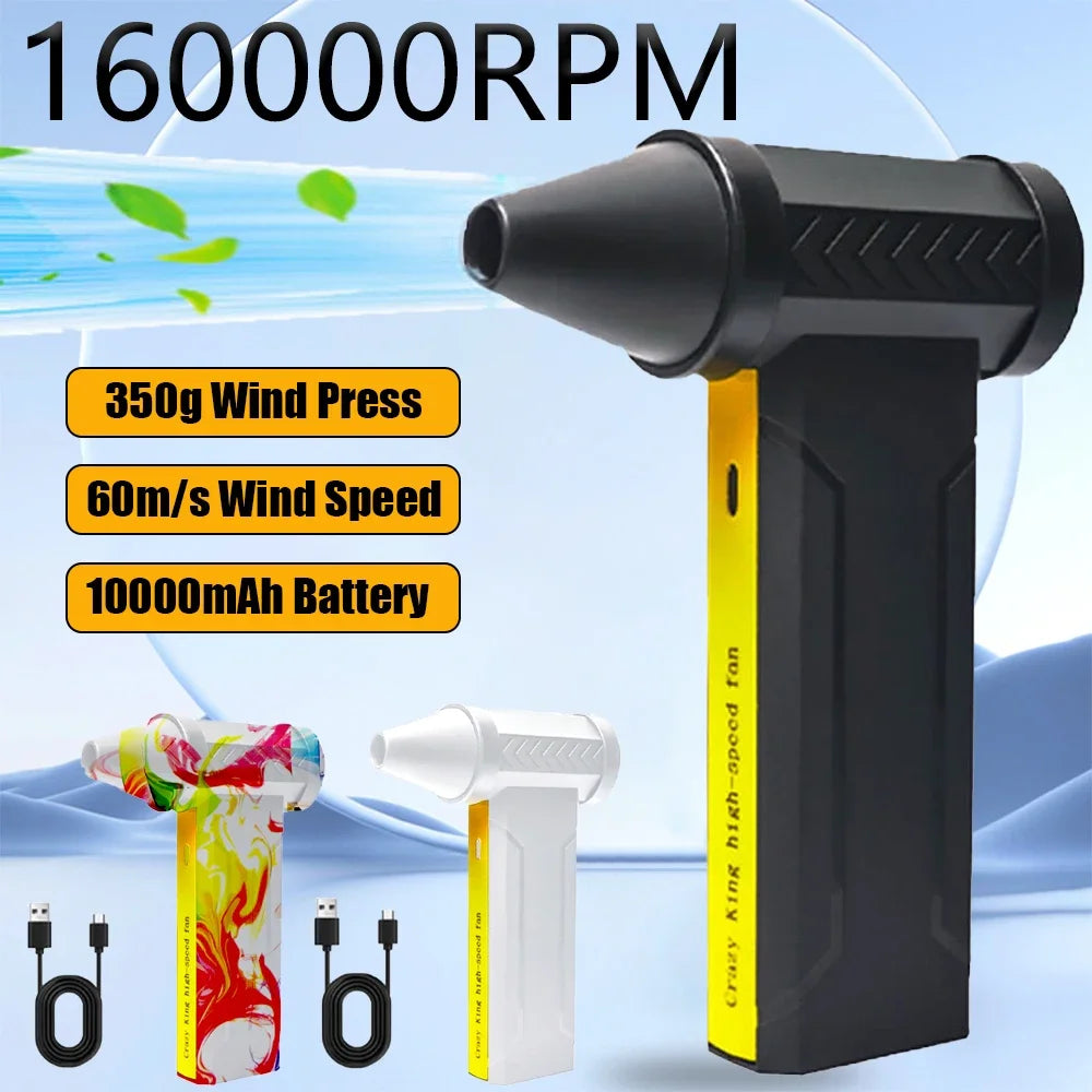 New 10000MAH ,160000RPM Super wind 60M/S Mini Turbo Jet Fan Handheld Brushless Motor Generation Blower industrial Duct Fan car