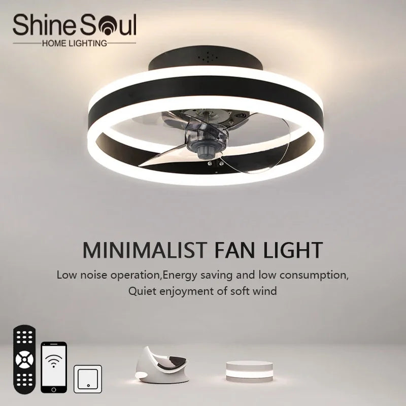 Modern LED Ceiling Fan Light Intelligent APP Remote Dimming 6-speed Fan Light Bedroom Living Room Dining Room Home Electric Fans