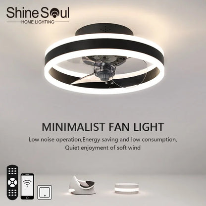 Modern LED Ceiling Fan Light Intelligent APP Remote Dimming 6-speed Fan Light Bedroom Living Room Dining Room Home Electric Fans