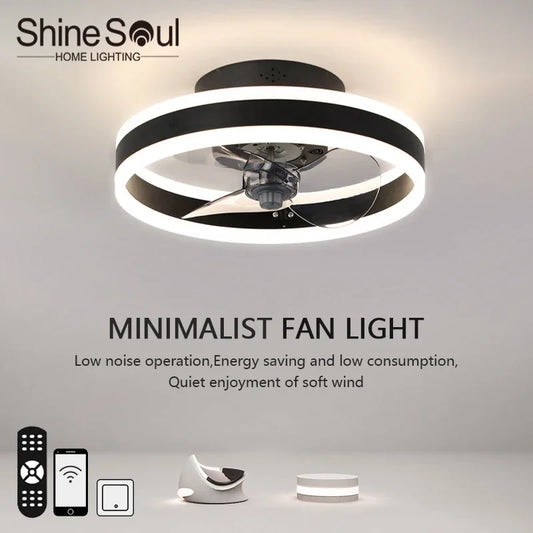Modern LED Ceiling Fan Light Intelligent APP Remote Dimming 6-speed Fan Light Bedroom Living Room Dining Room Home Electric Fans