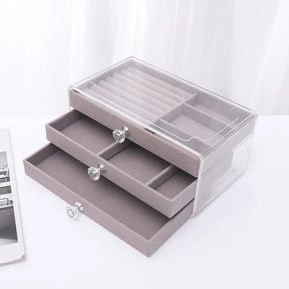 Three layer clear drawer earrings bracelet Jewelry storage box Earrings ring jewelry jewelry box