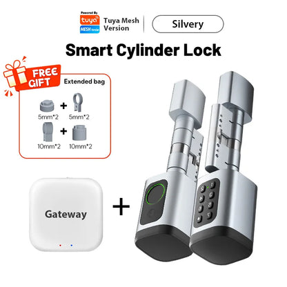 V1 Pro+ Version Adjustable TUYA APP Smart Life Fingerprint Password Digital RFID Card Cylinder Smart Door Lock for Home