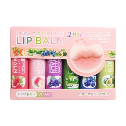 Fruit Flavors Moisturizing Hydrating Base Lip Balm 6Pcs Set