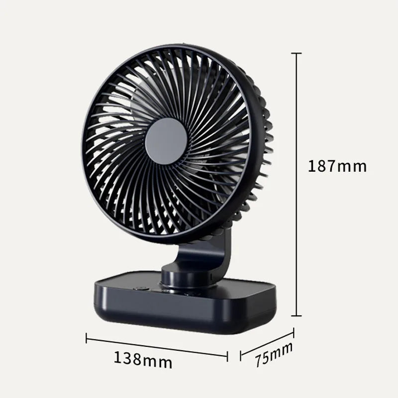 Portable Table Fan Type-c Rechargeable 4 Speeds Desk USB Cooling Fan Wireless Oscillating Wall Hanging Fan 90° Degrees Adjust