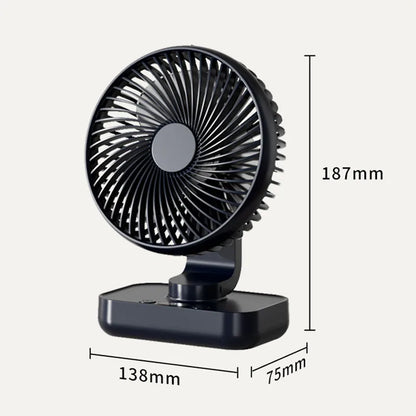 Portable Table Fan Type-c Rechargeable 4 Speeds Desk USB Cooling Fan Wireless Oscillating Wall Hanging Fan 90° Degrees Adjust