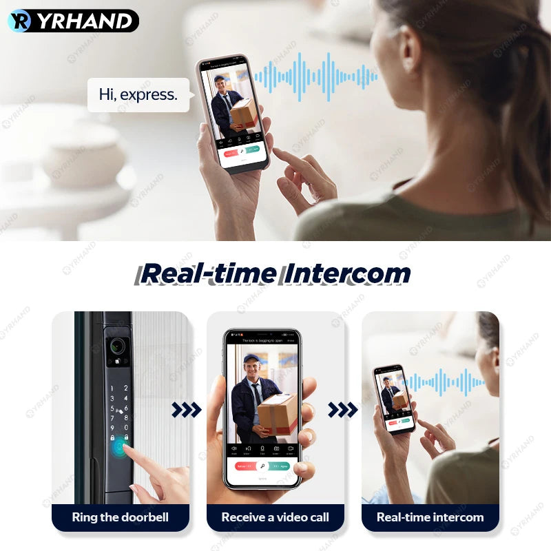 3D Face recognition lock Tuya wifi fechadura eletronico digital Waterpoof Visual intercom keyless unlock Sliding Smart Door Lock