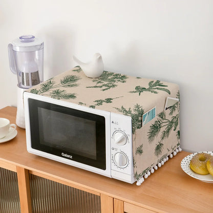 Microwave oven cover, cotton linen, black, pink, storage bag, Double Pockets, dust cover, kitchen accessories