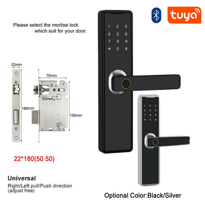 Support 8 Languages Fingerprint Lock Smart Door Lock For 150 Users Capacity Household  Tuya Intelligent Life APP Control