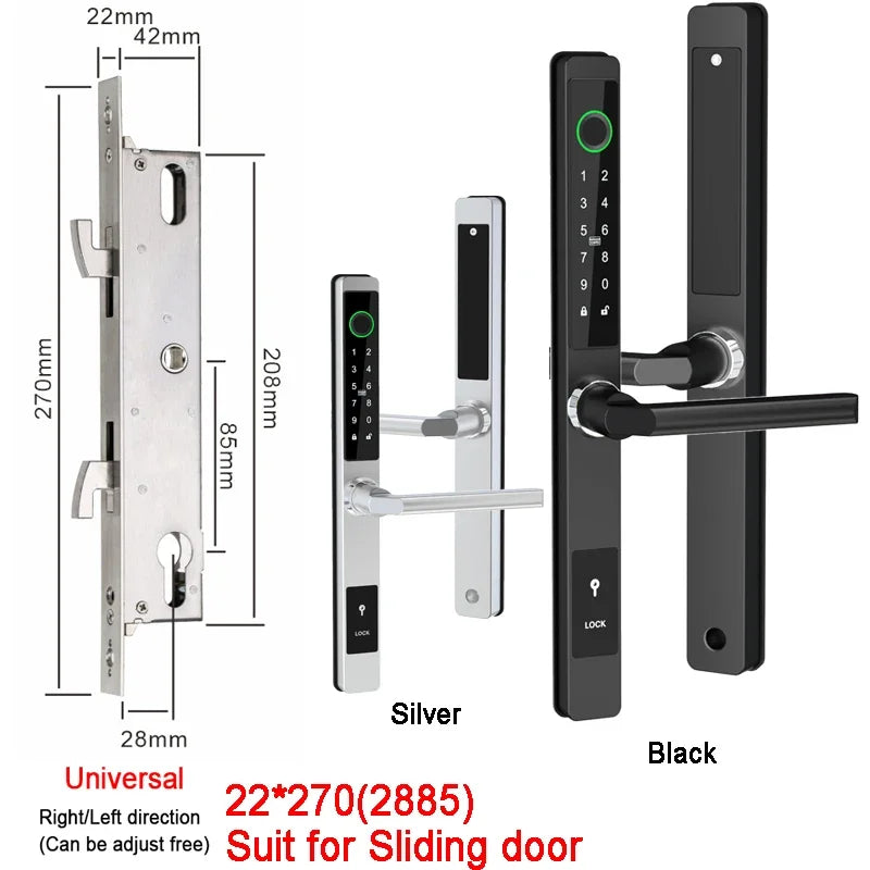 Smart Fingerprint Lock with Handles Keyless Entry Smart Lock Bluetooth Connect Keypad Card Keyless for 35-120mm Door
