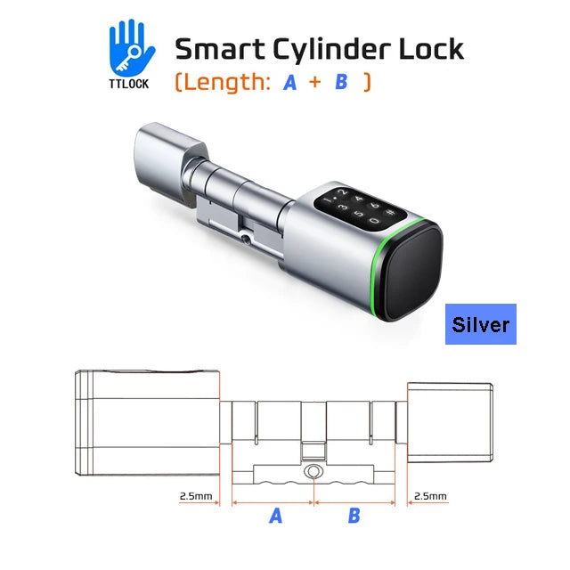 Euro Door Smart Cylinder Lock Tuya Bluetooth APP Digital Password Card Mechanicak Key TTlock Unlock Home Electronic Smart Lock