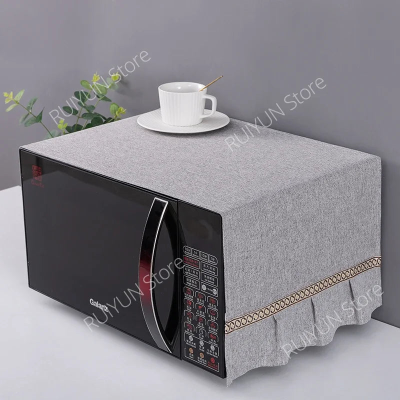 Solid Color Dustproof Microwave Oven Cloth Dust Covers with Storage Bag Microwave Oven Covers Kitchen Supplies
