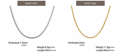 Snake Chain Necklace for Women Men Stainless Steel Link Chain 0.9mm 1.2mm 2mm Chain Choker Fashion Jewelry Gifts