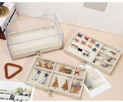 Three layer clear drawer earrings bracelet Jewelry storage box Earrings ring jewelry jewelry box