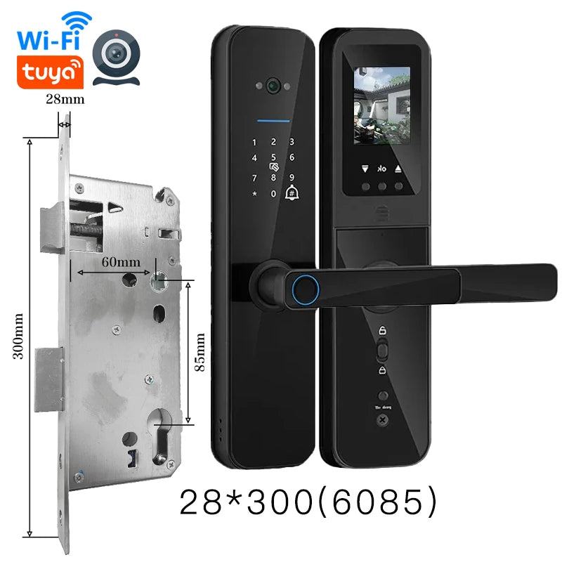 PHIPULO Tuya Wifi Digital Electronic Smart Door Lock With Biometric Camera Fingerprint Keyless Entry Hotel Apartment Locks