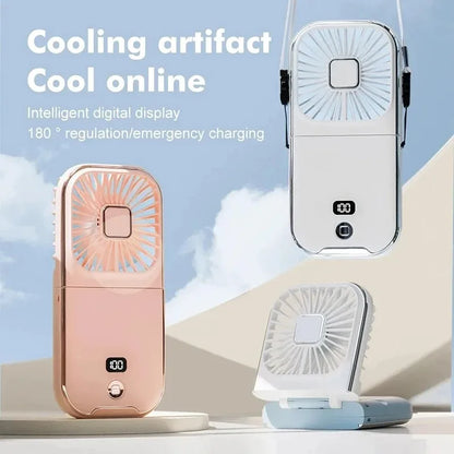 Xiaomi Portable Fan Hanging Neck Fan Handheld USB Charging 3000mAh 180° Folding Desktop Air Cooling Fan Emergency Power Supply