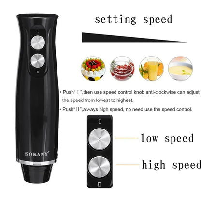 500W Electric Stick Hand Blender 4 in 1 Handheld Mixer 700ml Stainless Steel Blade Vegetable Meat Immersion Egg Whisk Juicer Set