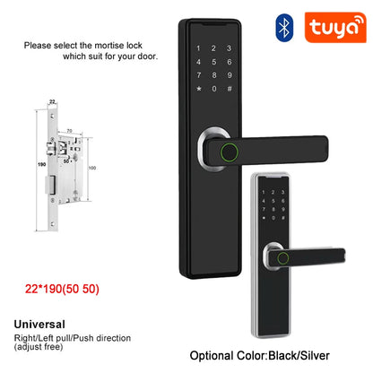 Support 8 Languages Fingerprint Lock Smart Door Lock For 150 Users Capacity Household  Tuya Intelligent Life APP Control