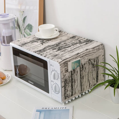Microwave oven cover, cotton linen, black, pink, storage bag, Double Pockets, dust cover, kitchen accessories