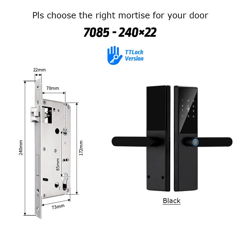 Bluetooth Fingerprint Door Lock TTLock App Code Card Key Touch Screen Smart Door Lock Security Digital Electronic Lock For Home