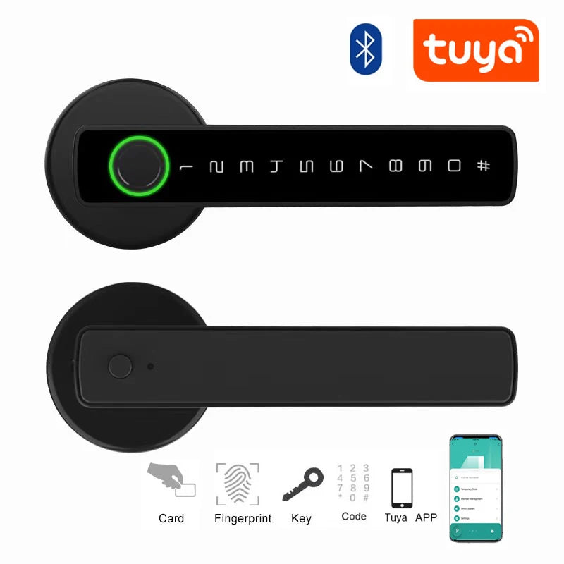 Fingerprint Door Lock Touchscreen Keypad Deadbolt Lock with Reversible Handle Tuya APP Remote Control Biometric Smart Lock