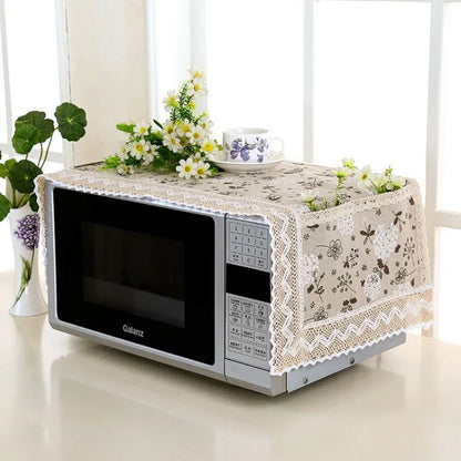 1PC Microwave Oven Grease Proof Cover Microwave Oven Dust Cover Multi-purpose Dust Proof Cotton Linen Microwave Oven Cover