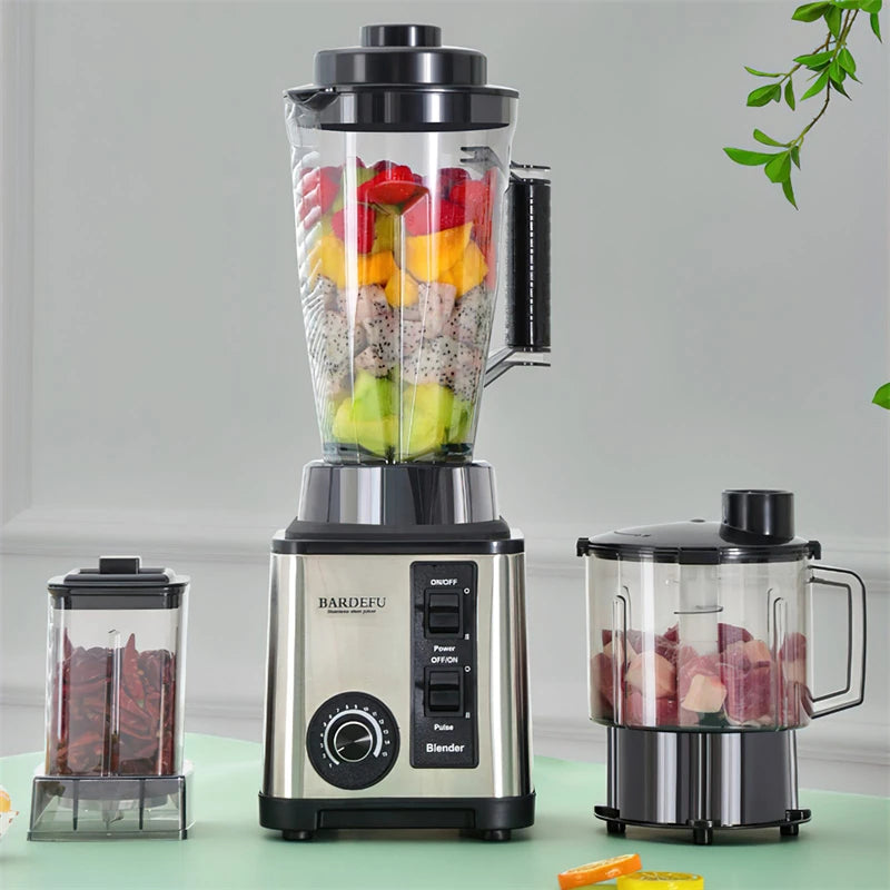 3 in 1 Electric Blender 2000W Powerful Mixer Juicer Smoothie Maker Multifunctional Food Processor 3L Container Table Blender