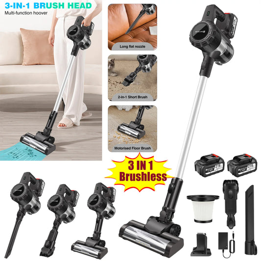 DayPlus 3 IN 1 Cordless Vacuum Cleaner 3800W Hoover Upright Lightweight Handheld Bagless Stick Vacuum Cleaner Brushless 30KPA