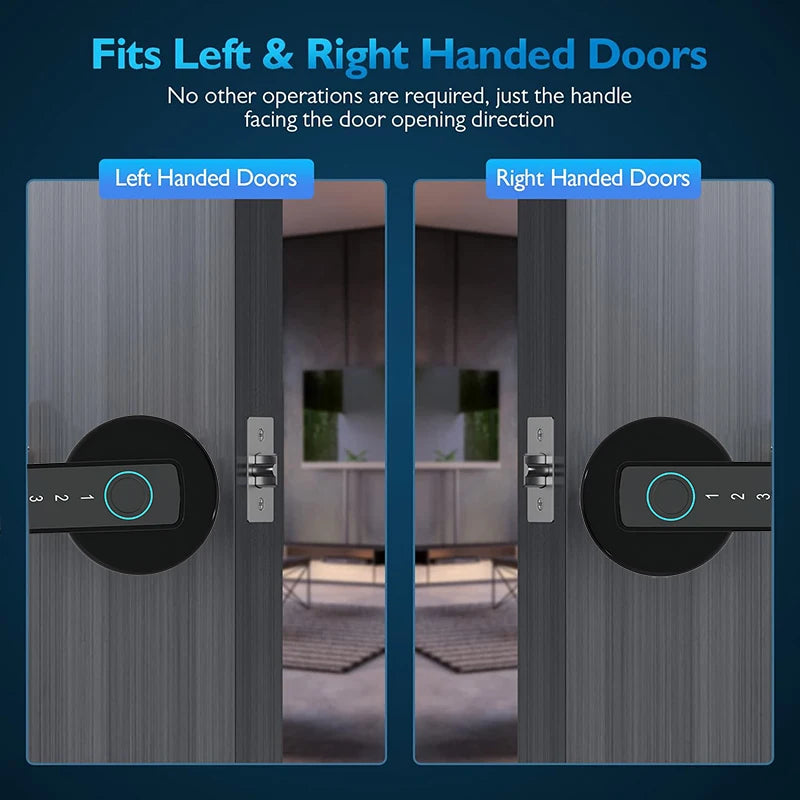 Fingerprint Door Lock Touchscreen Keypad Deadbolt Lock with Reversible Handle Tuya APP Remote Control Biometric Smart Lock
