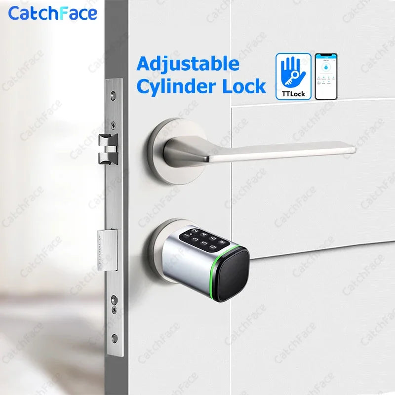 S1 Pro Adjustable TTLock APP Password RFID Card Euro Cylinder Lock Smart Door Lock Digital Keyless Replace Alexa