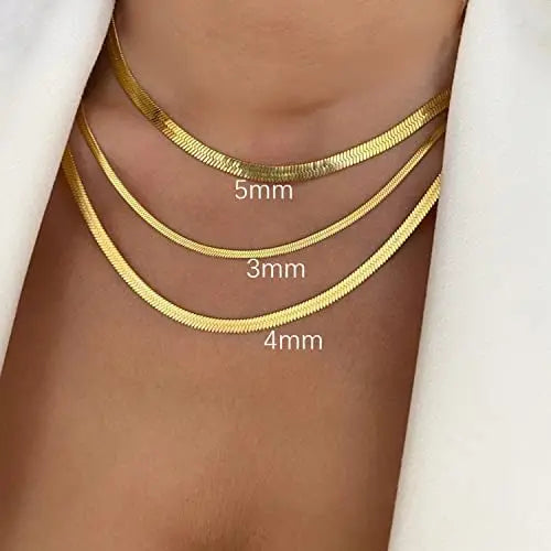 Stainless Steel Chain Necklace Width 2/3/4/5/6mm Flat Necklace Unisex Gold Color Snake Chain Necklace For Women Jewelry Gift New