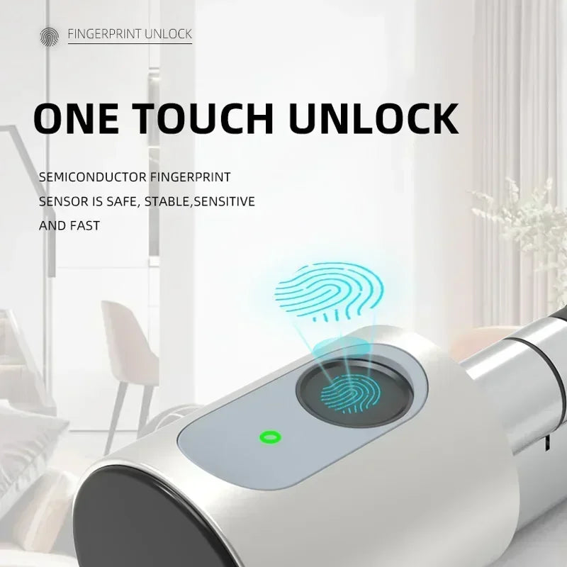 TUYA BLE Smart Home Door Lock DIY Cylinder Core Fingerprint APP Key IC Card Unlock Electronic Smart Lock Digital Keyless Replace