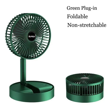 Folding Adjustable Fan Small Cooling Stand Desktop Home  Electric Fan USB Rechargeable Portable Super Quiet Retractable Height