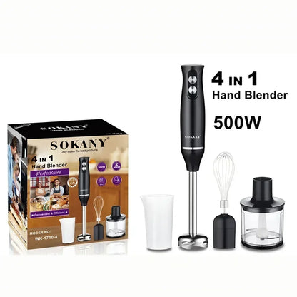 500W Electric Stick Hand Blender 4 in 1 Handheld Mixer 700ml Stainless Steel Blade Vegetable Meat Immersion Egg Whisk Juicer Set