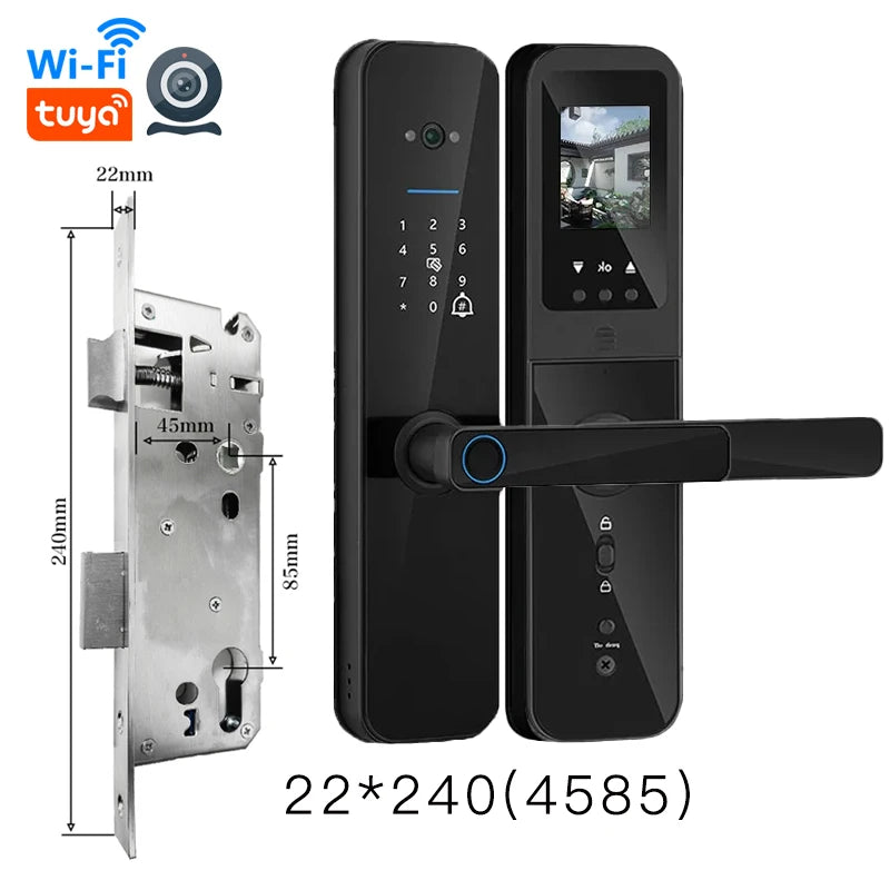 PHIPULO Tuya Wifi Digital Electronic Smart Door Lock With Biometric Camera Fingerprint Keyless Entry Hotel Apartment Locks