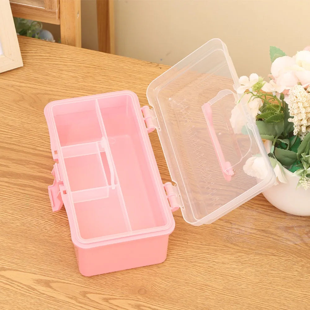 2/3 Layers Large Capacity Storage Box Foldable Multifunctional Plastic Portable Makeup Hairpin Organizer Nail Art Jewelry Box