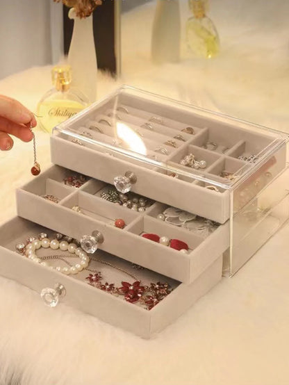 Three layer clear drawer earrings bracelet Jewelry storage box Earrings ring jewelry jewelry box